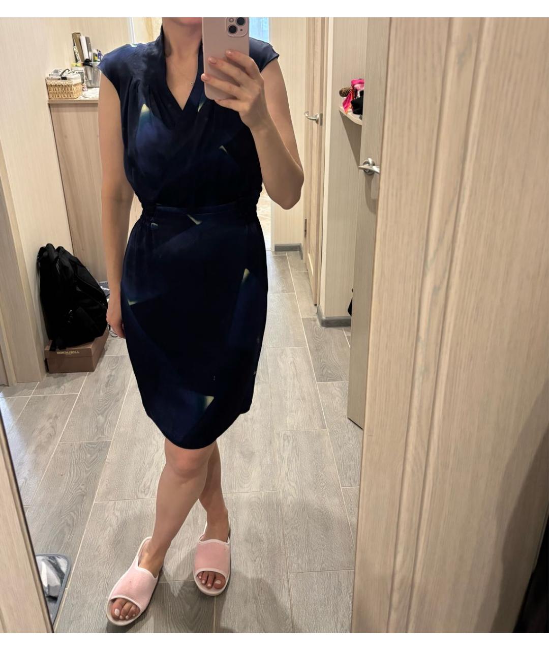 ARMANI COLLEZIONI Синее шелковое платье, фото 2