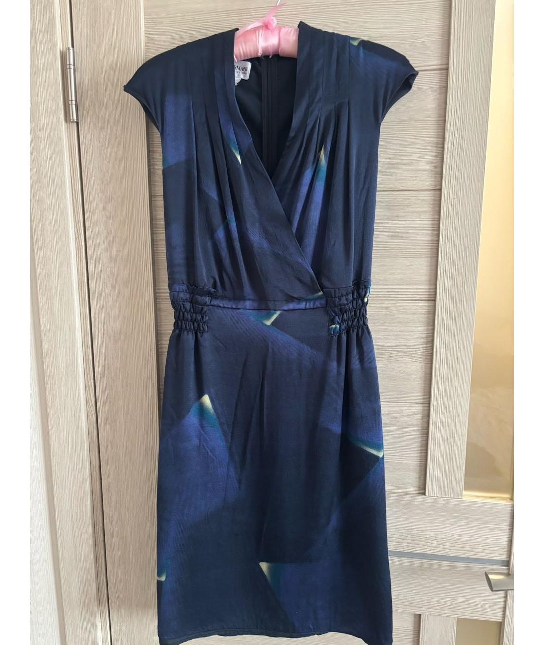ARMANI COLLEZIONI Синее шелковое платье, фото 3