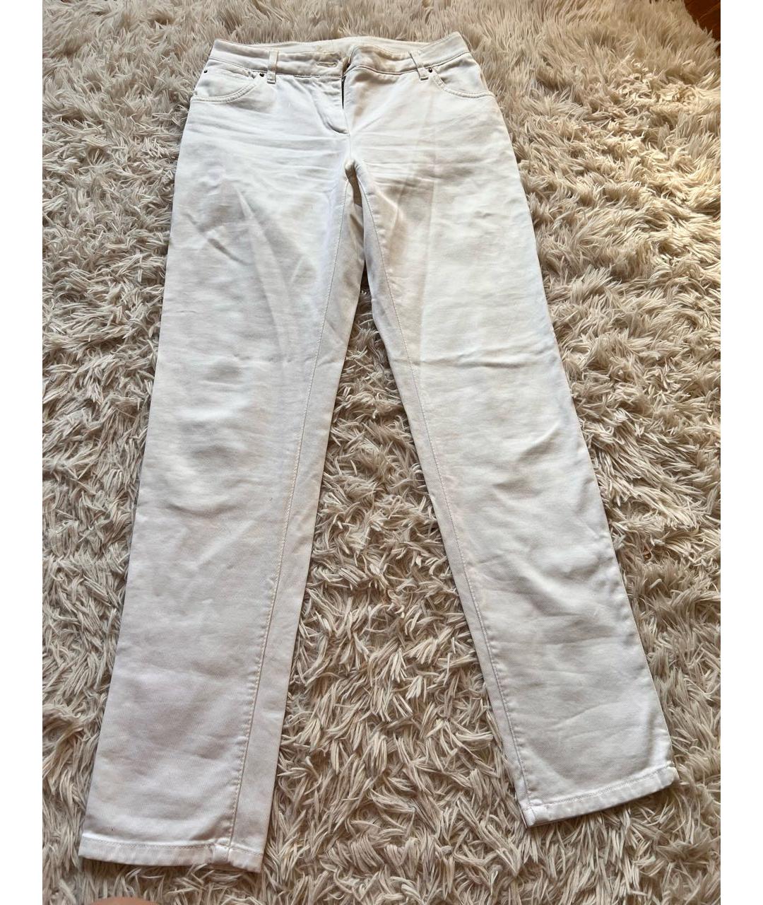 BRUNELLO CUCINELLI Белые хлопко-эластановые брюки узкие, фото 5