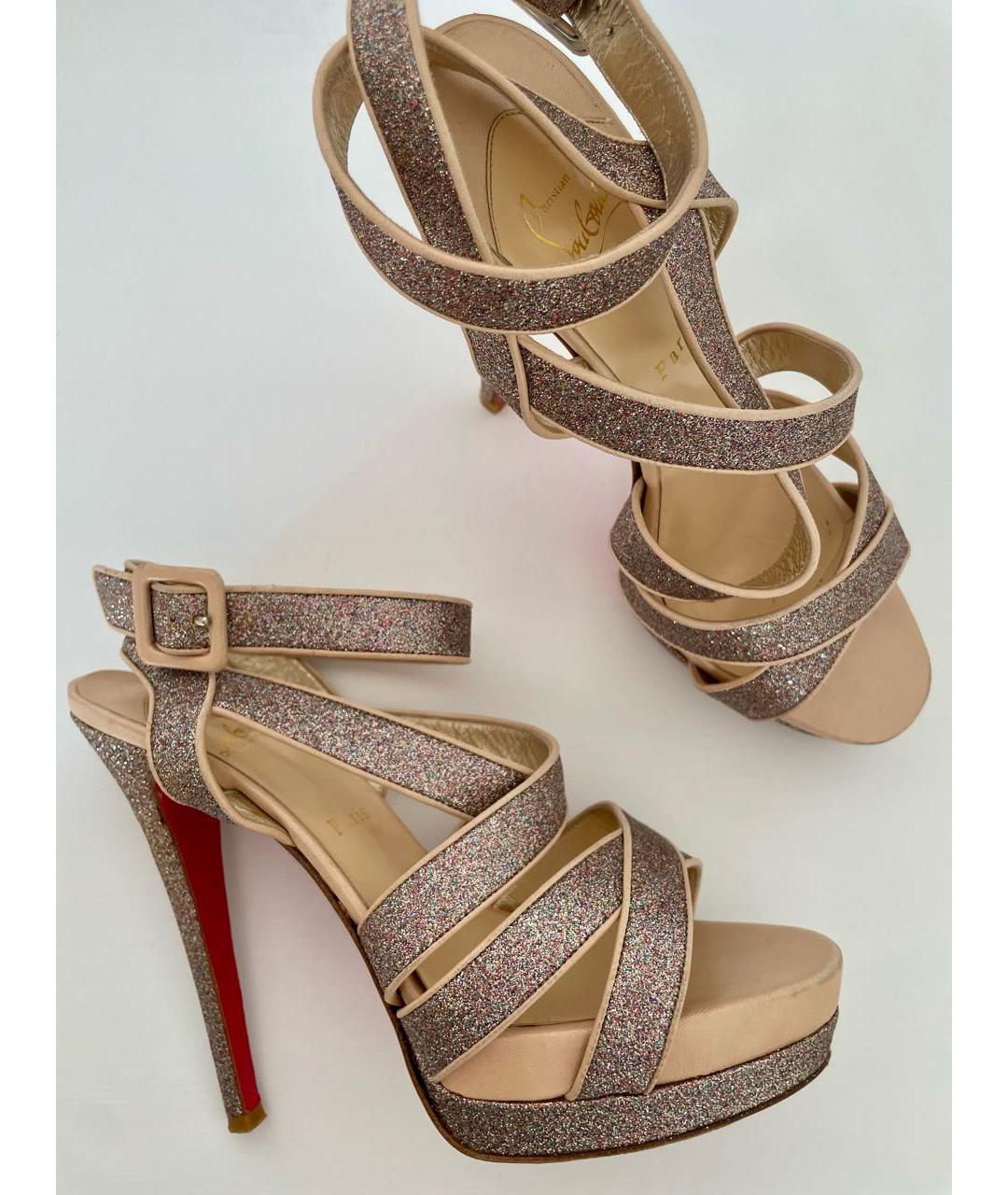 CHRISTIAN LOUBOUTIN Золотые босоножки, фото 6