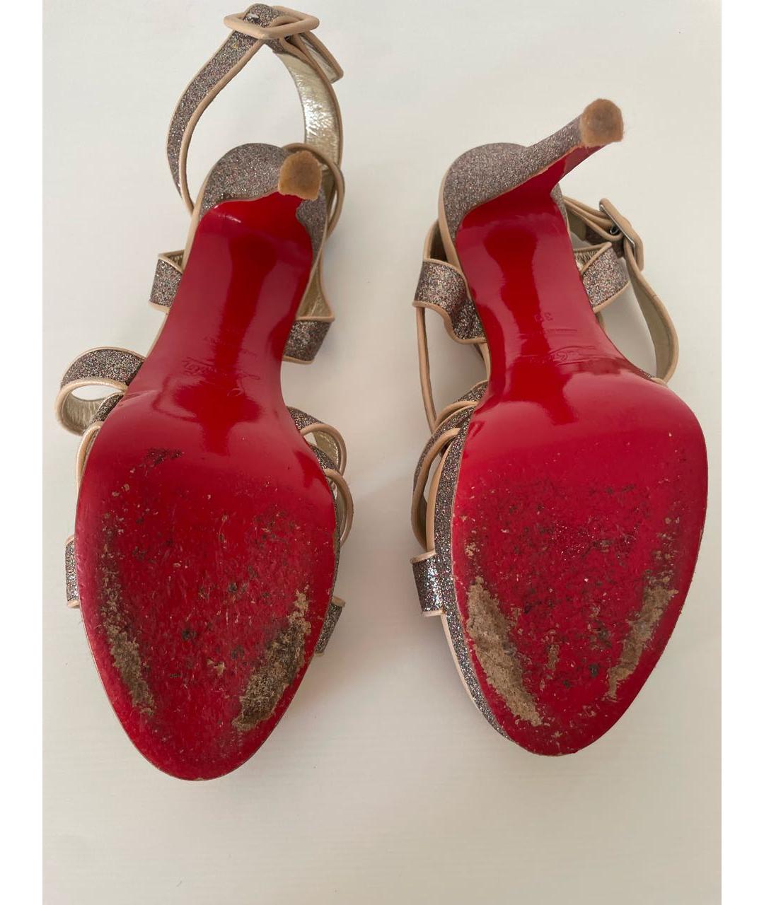 CHRISTIAN LOUBOUTIN Золотые босоножки, фото 5