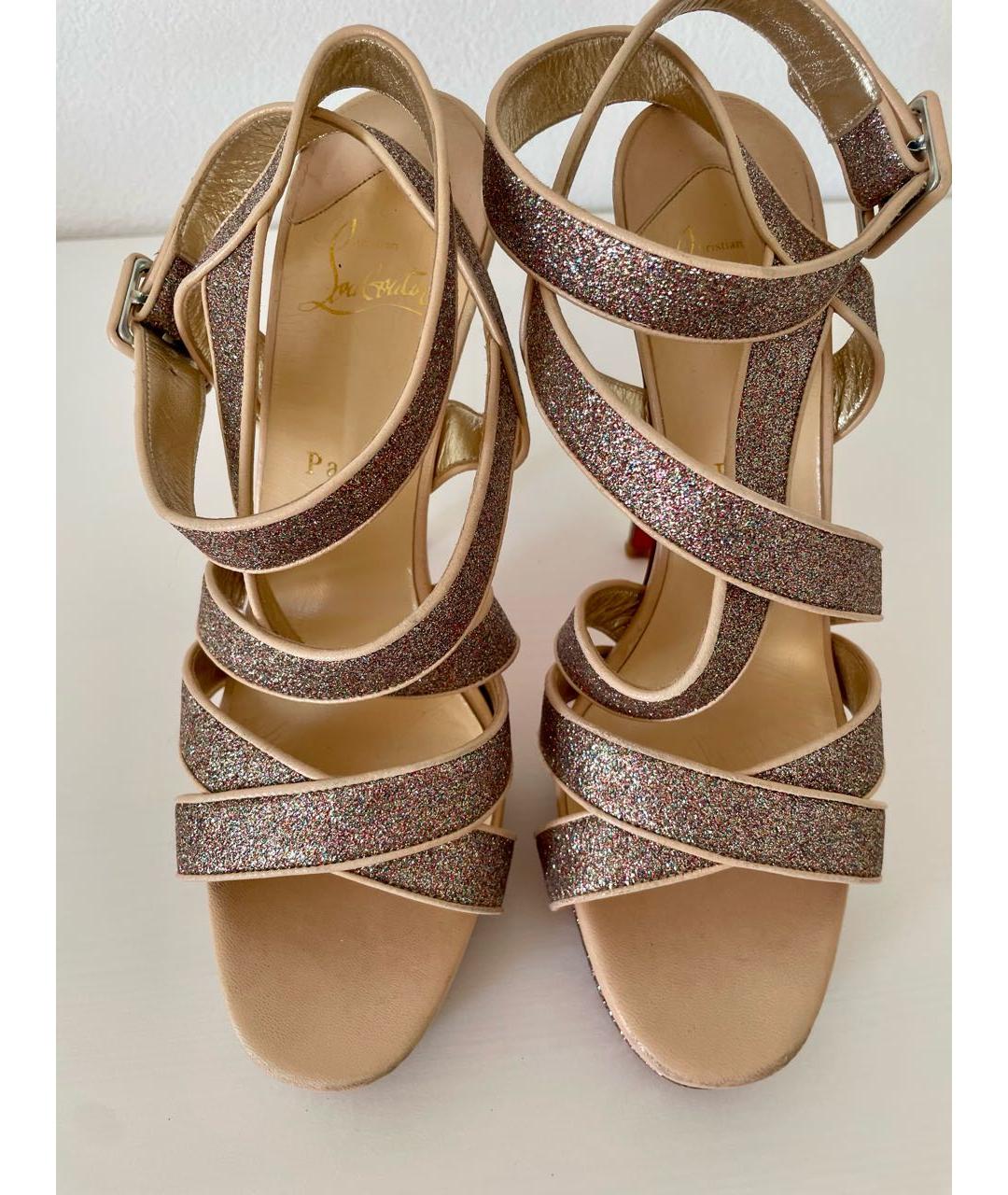 CHRISTIAN LOUBOUTIN Золотые босоножки, фото 3