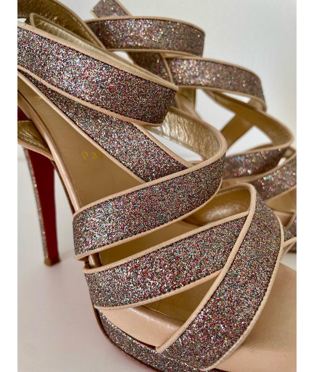 CHRISTIAN LOUBOUTIN Золотые босоножки, фото 7