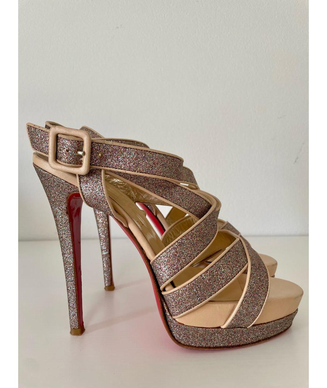 CHRISTIAN LOUBOUTIN Золотые босоножки, фото 8