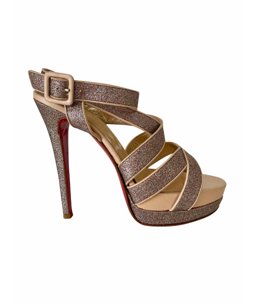 CHRISTIAN LOUBOUTIN Золотые босоножки, фото 1