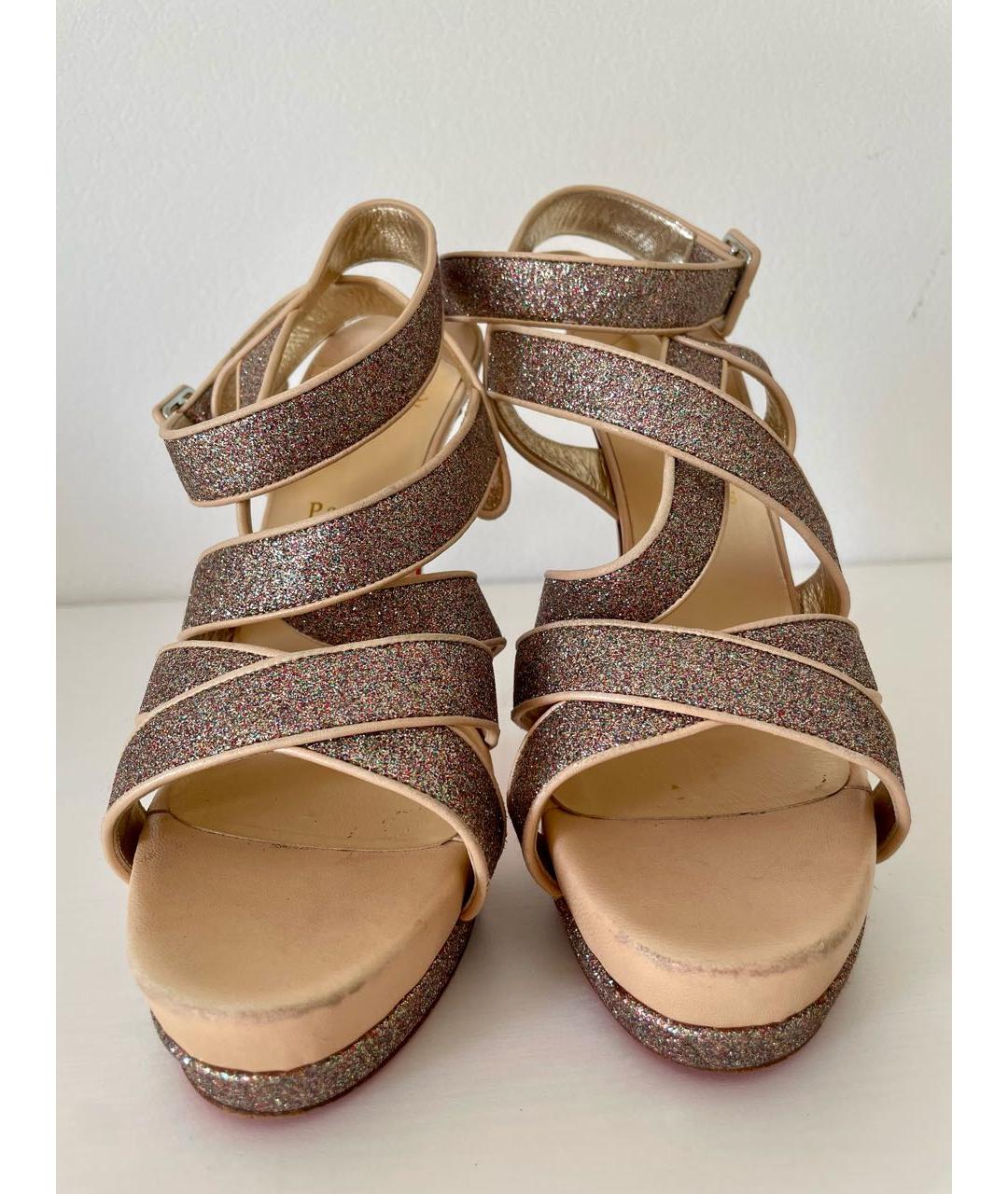 CHRISTIAN LOUBOUTIN Золотые босоножки, фото 2