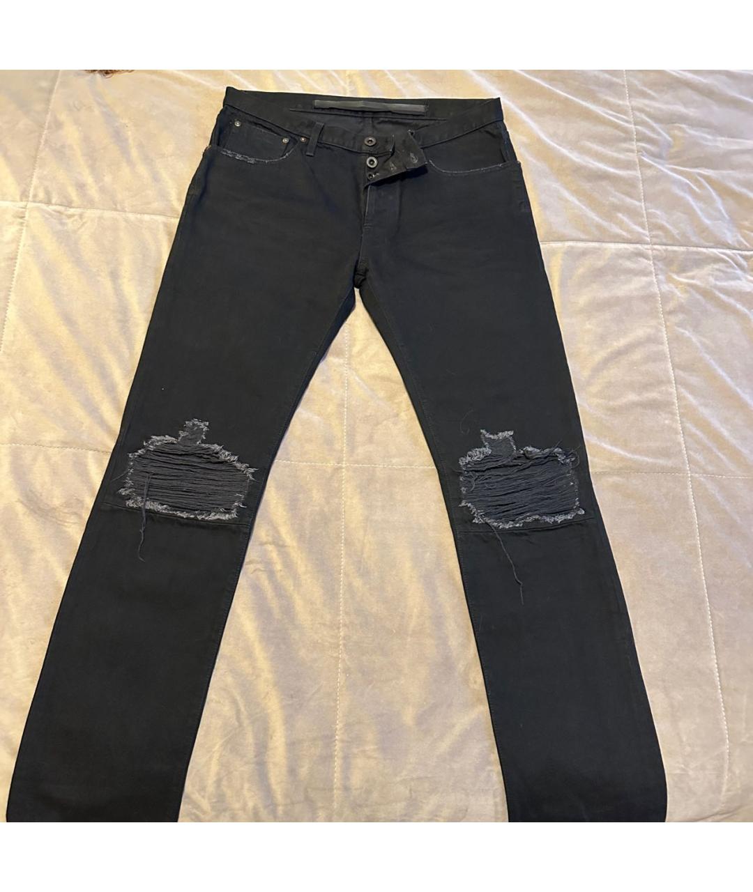 UNRAVEL PROJECT Черные хлопковые прямые джинсы, фото 9