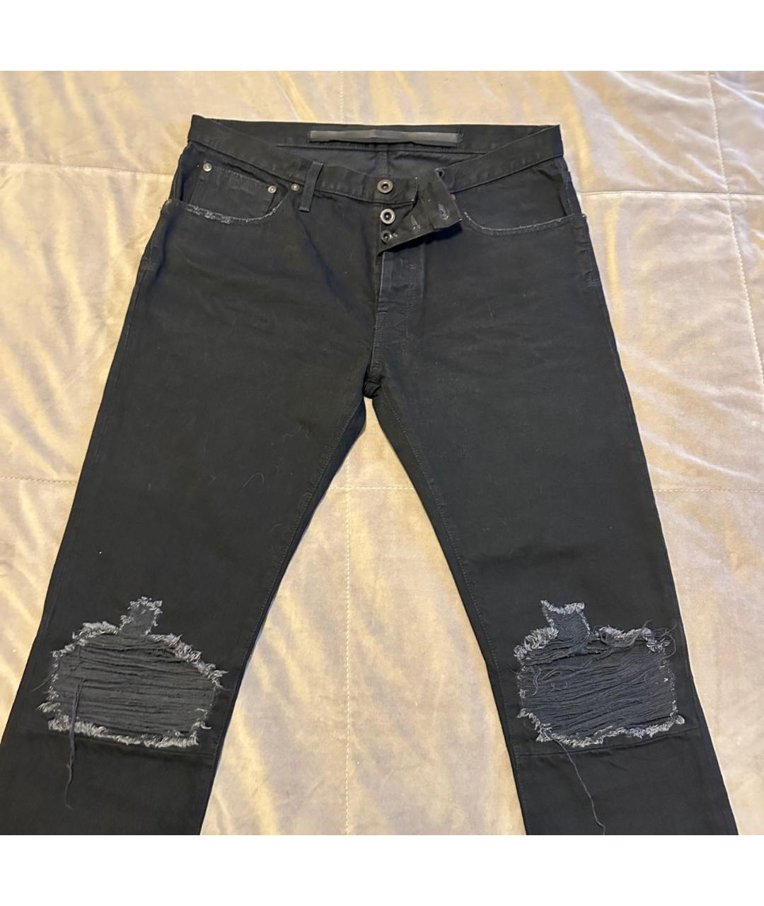 UNRAVEL PROJECT Черные хлопковые прямые джинсы, фото 2