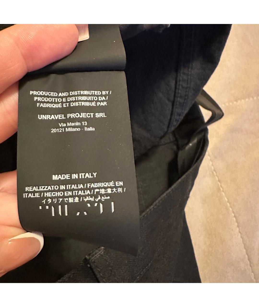 UNRAVEL PROJECT Черные хлопковые прямые джинсы, фото 7