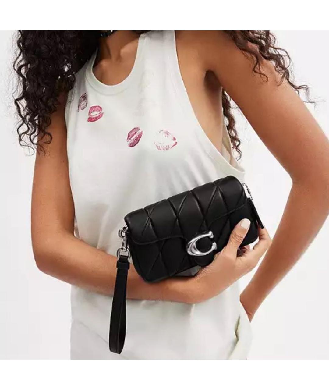 COACH Черная кожаная сумка через плечо, фото 5