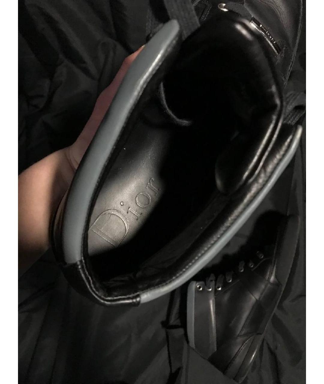 CHRISTIAN DIOR Черные кожаные высокие кроссовки / кеды, фото 8