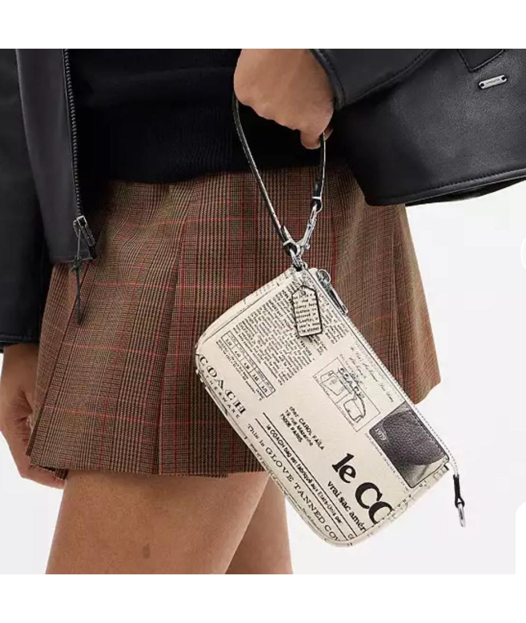 COACH Белая кожаная сумка с короткими ручками, фото 6