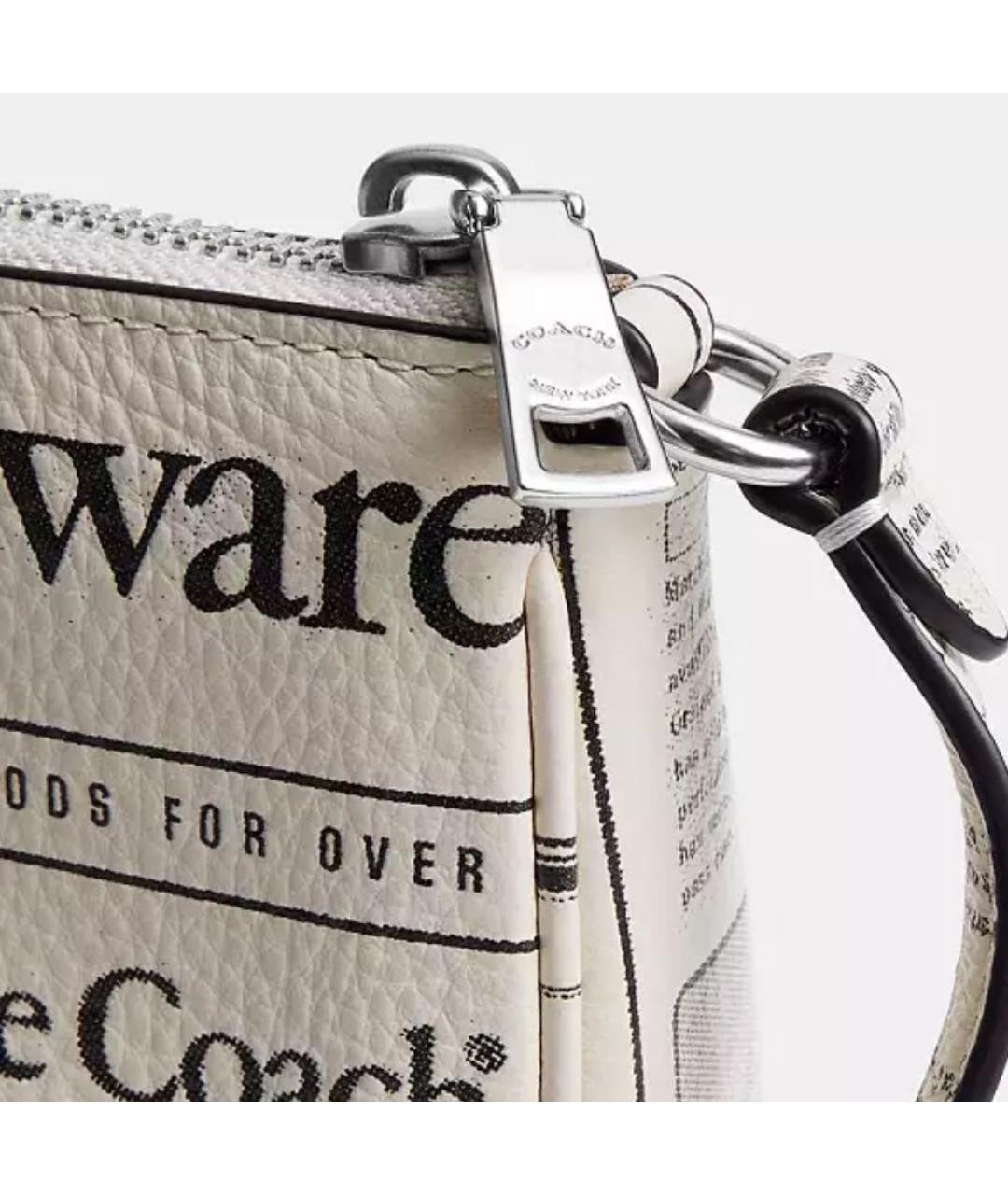 COACH Белая кожаная сумка с короткими ручками, фото 5