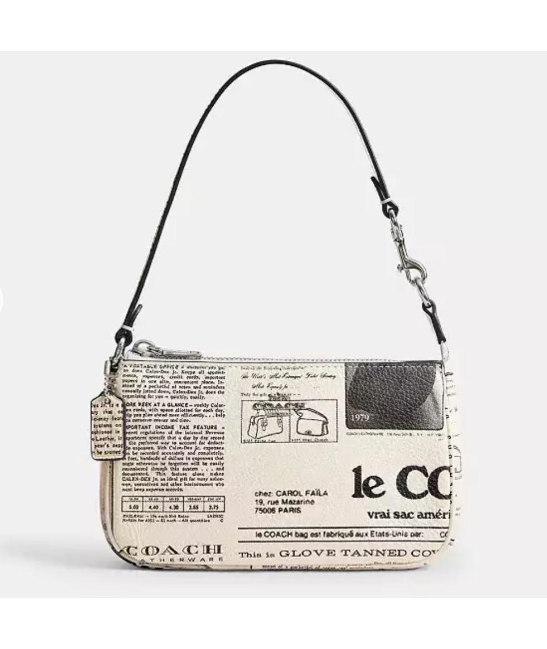 COACH Белая кожаная сумка с короткими ручками, фото 7