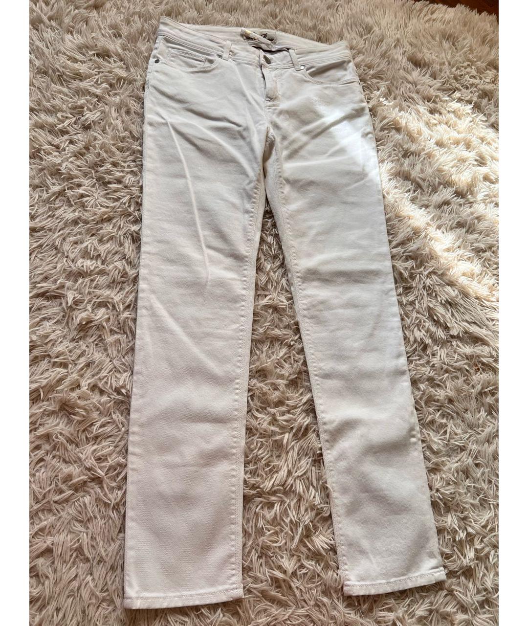 LORO PIANA Белые хлопко-эластановые брюки узкие, фото 5