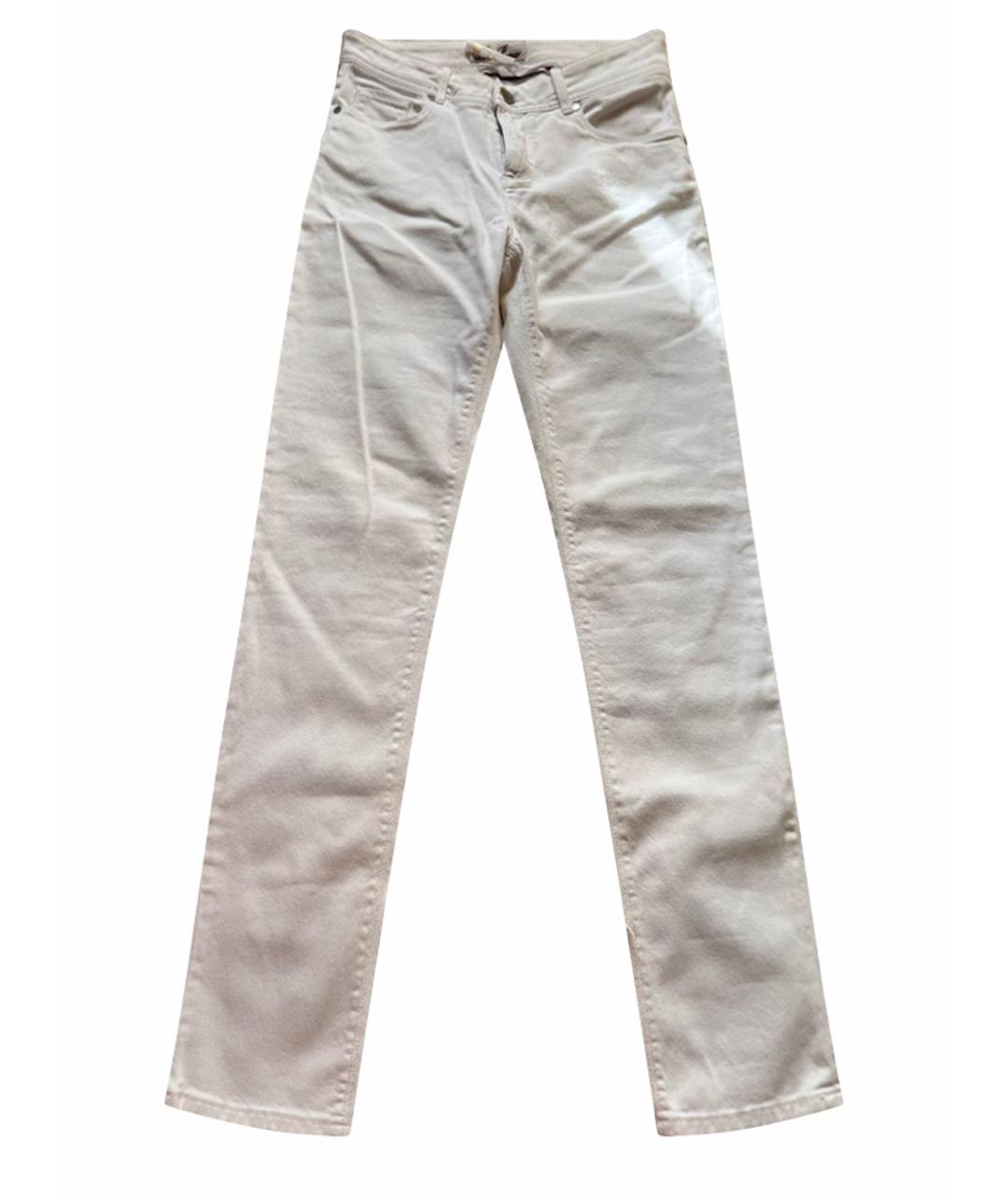 LORO PIANA Белые хлопко-эластановые брюки узкие, фото 1