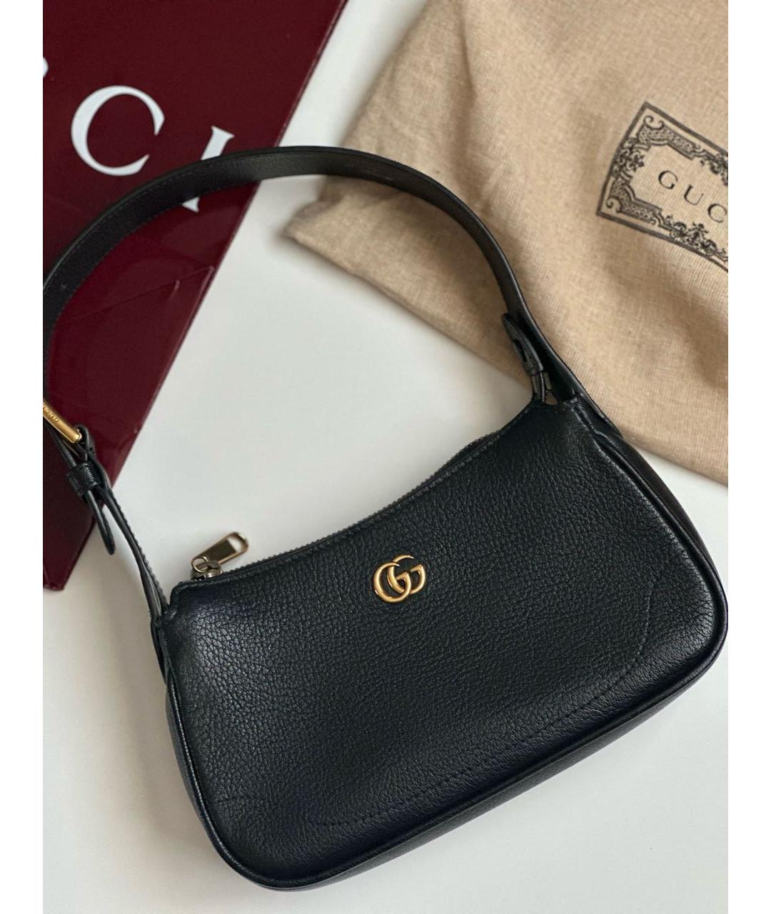 GUCCI Черная кожаная сумка с короткими ручками, фото 5