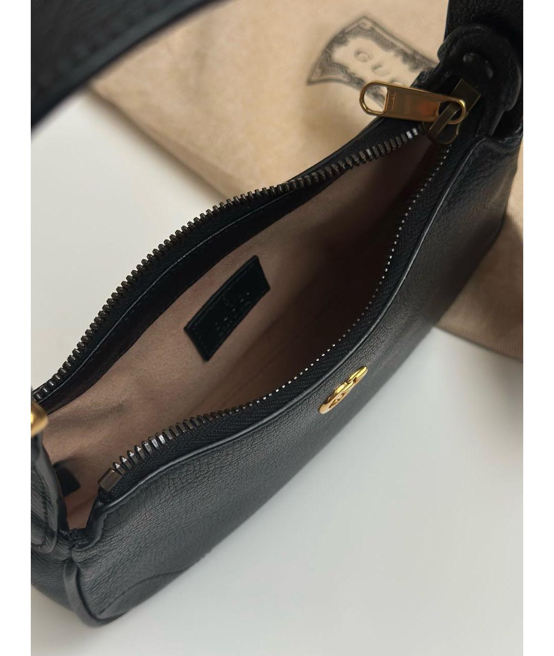 GUCCI Черная кожаная сумка с короткими ручками, фото 4
