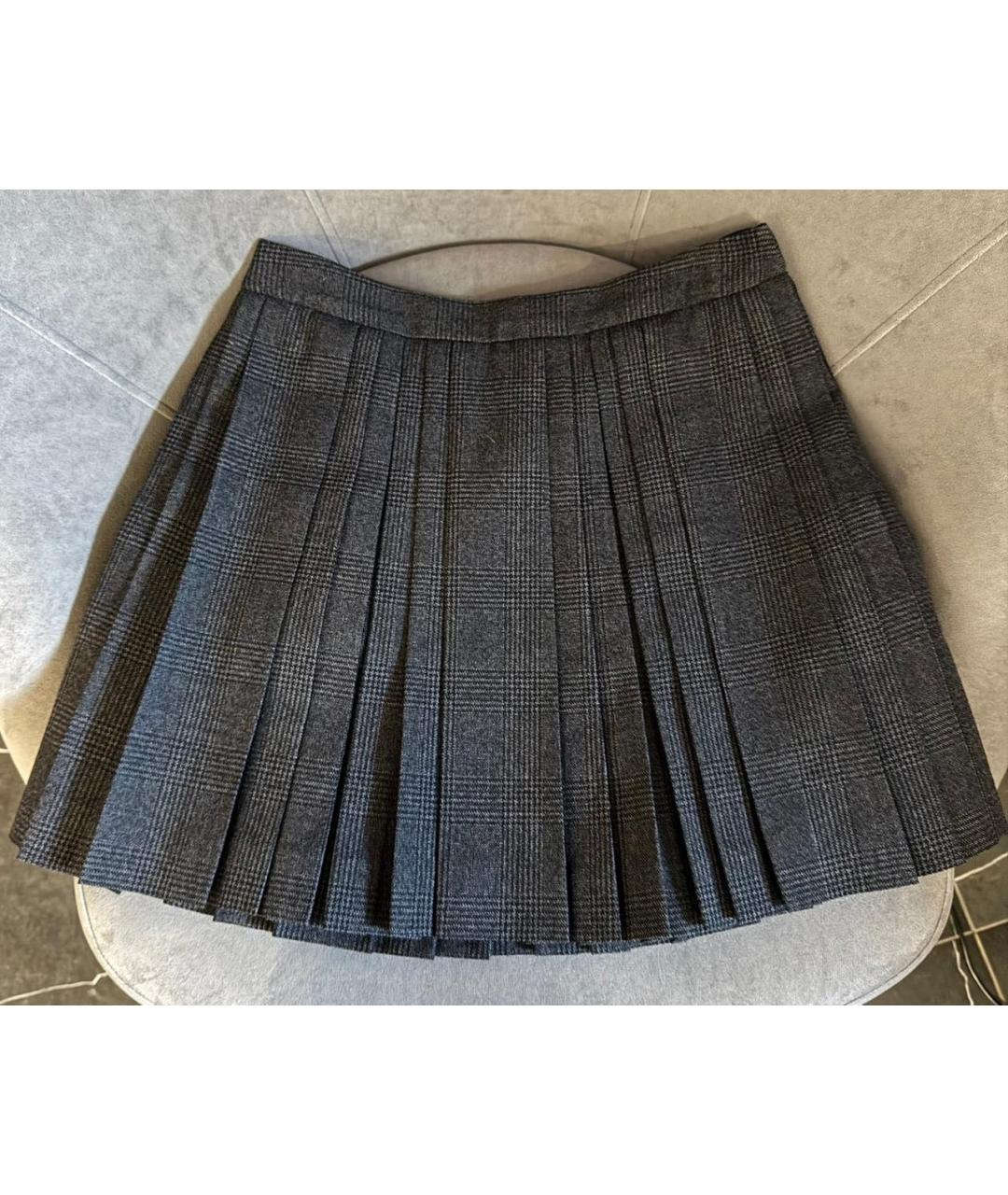 CELINE Серая шерстяная юбка мини, фото 2