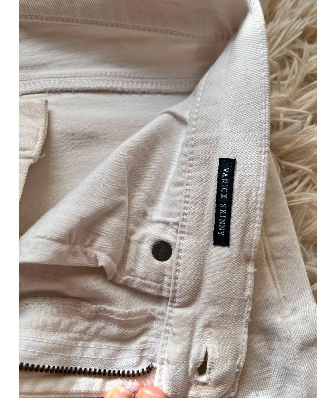 RALPH LAUREN Белые хлопко-эластановые брюки узкие, фото 4