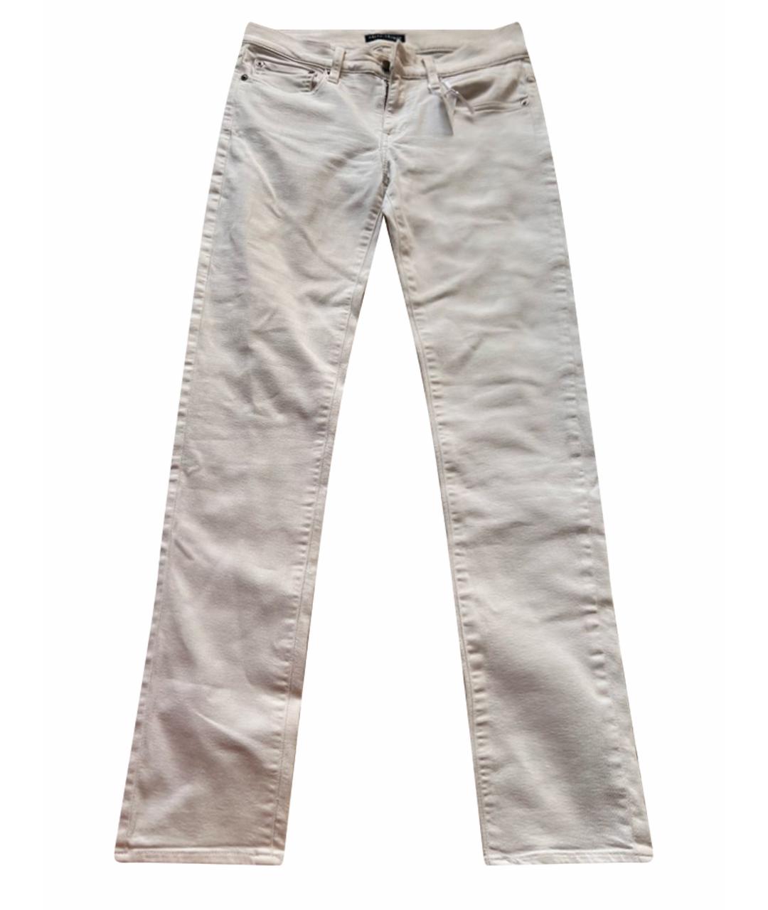 RALPH LAUREN Белые хлопко-эластановые брюки узкие, фото 1