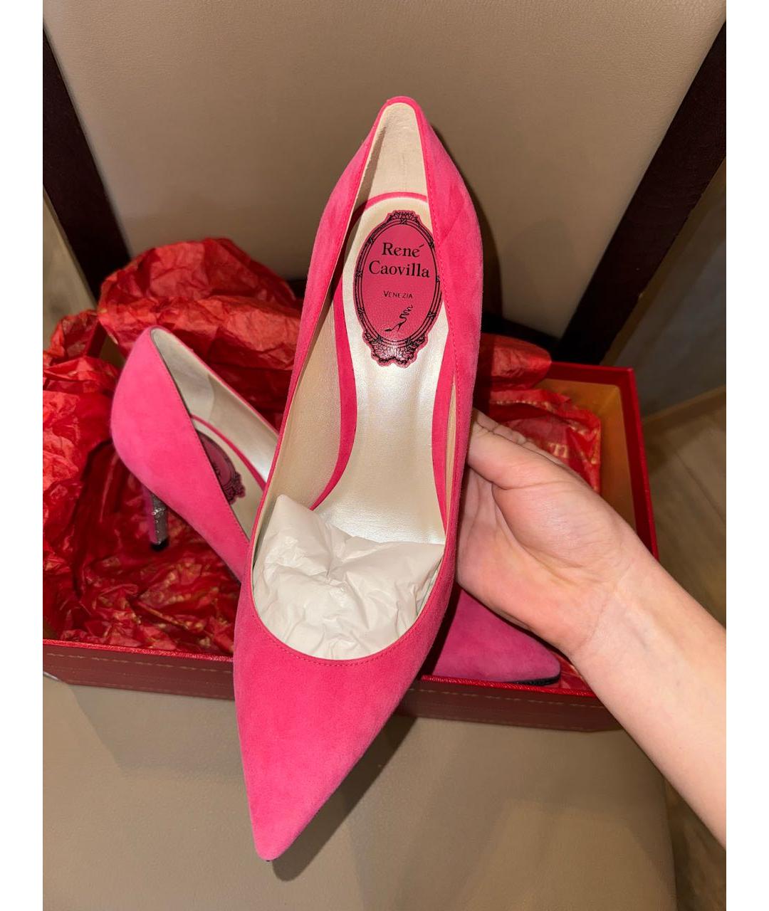 RENE CAOVILLA Розовые замшевые туфли, фото 5