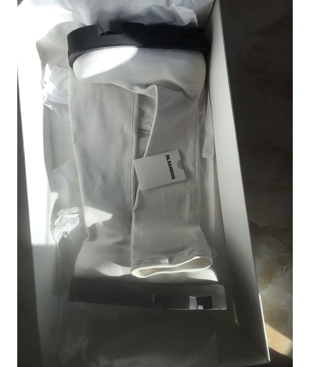 JIL SANDER Белые кожаные ботфорты, фото 8