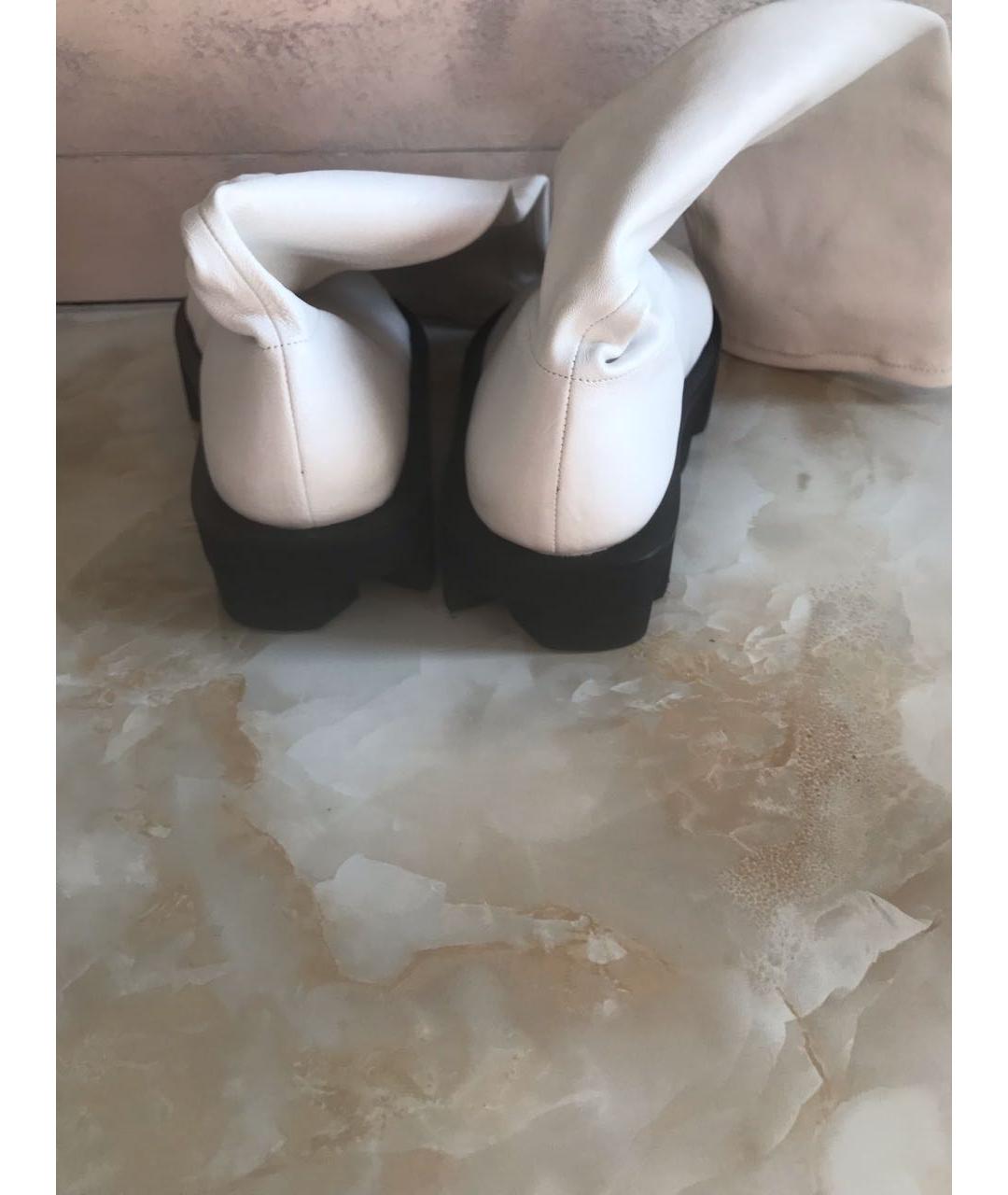 JIL SANDER Белые кожаные ботфорты, фото 4