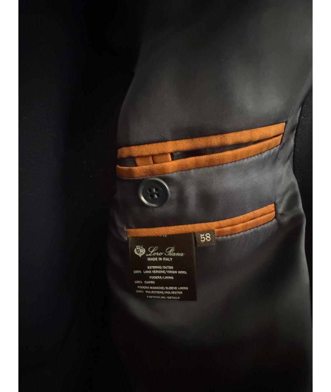 LORO PIANA Темно-синий шерстяной пиджак, фото 5
