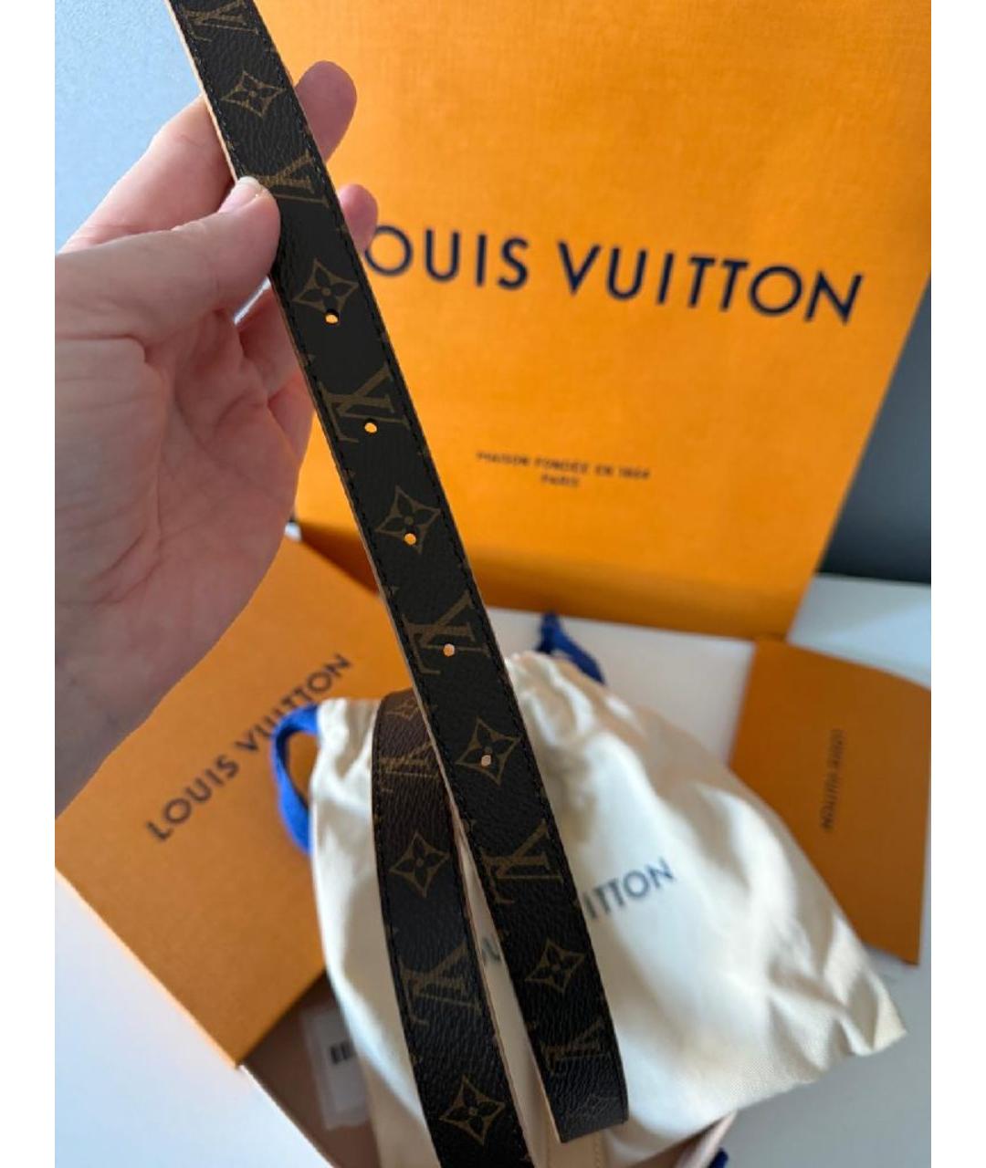 LOUIS VUITTON Коричневый кожаный ремень, фото 4