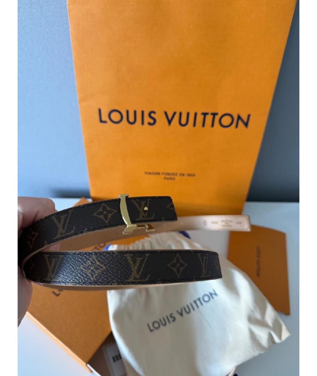 LOUIS VUITTON Коричневый кожаный ремень, фото 6