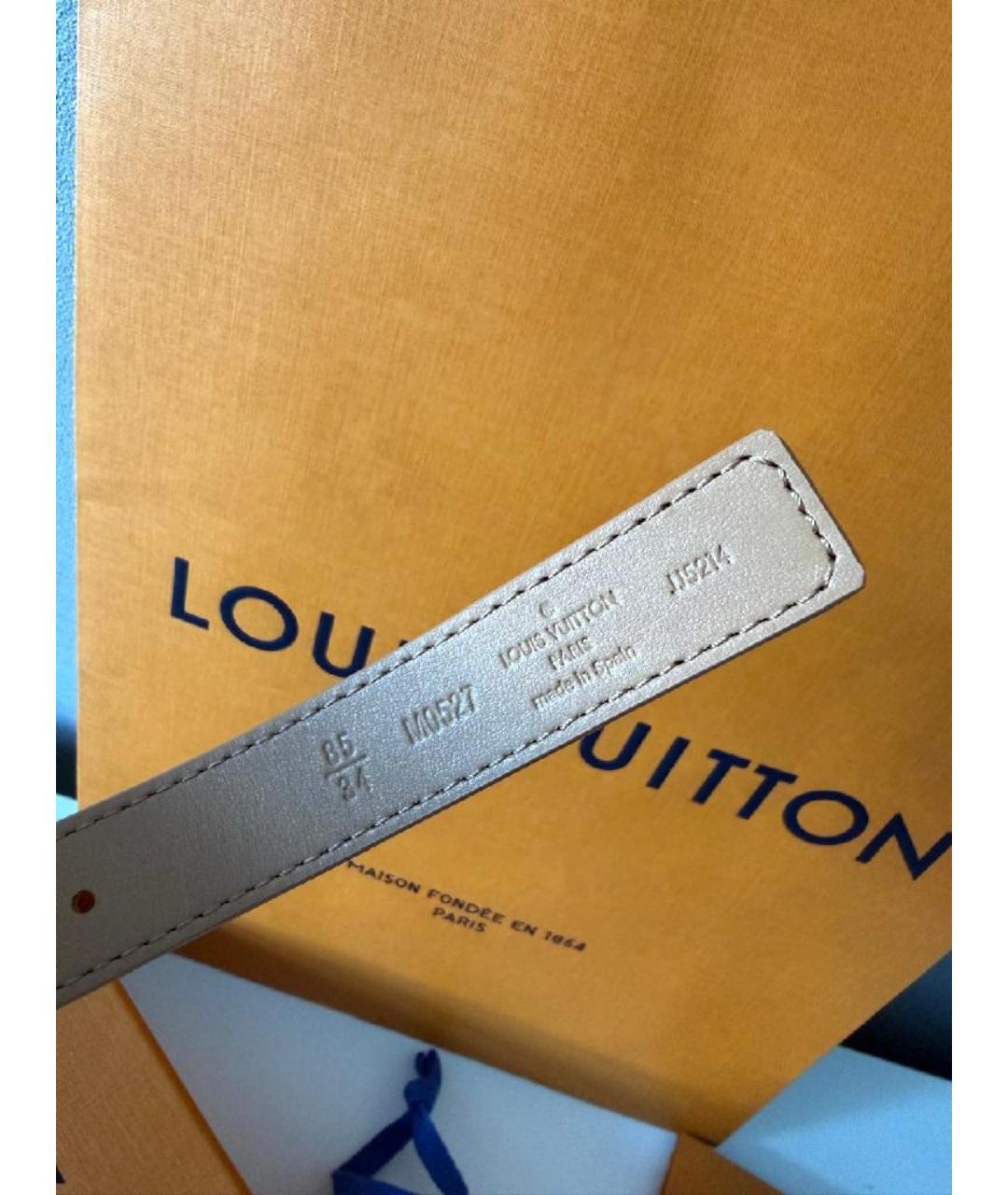 LOUIS VUITTON Коричневый кожаный ремень, фото 3