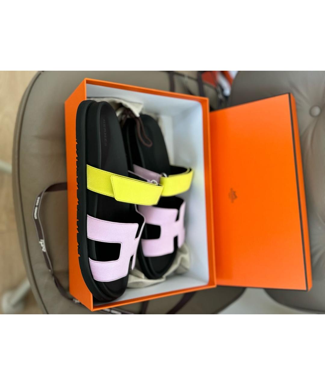 HERMES Мульти кожаные шлепанцы, фото 6