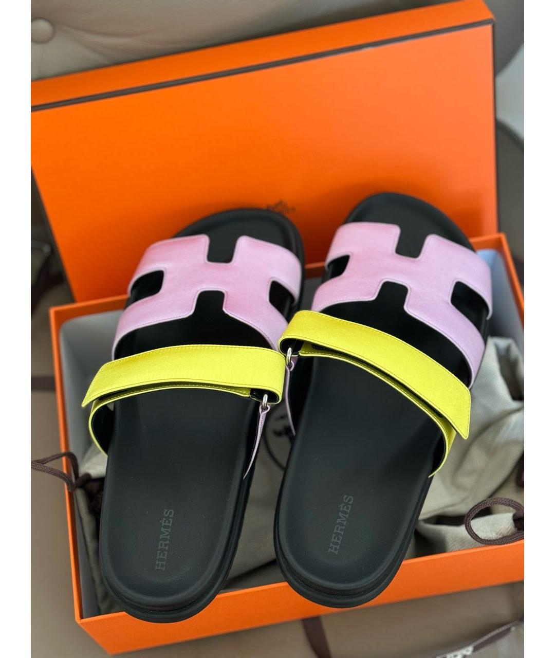 HERMES Мульти кожаные шлепанцы, фото 4