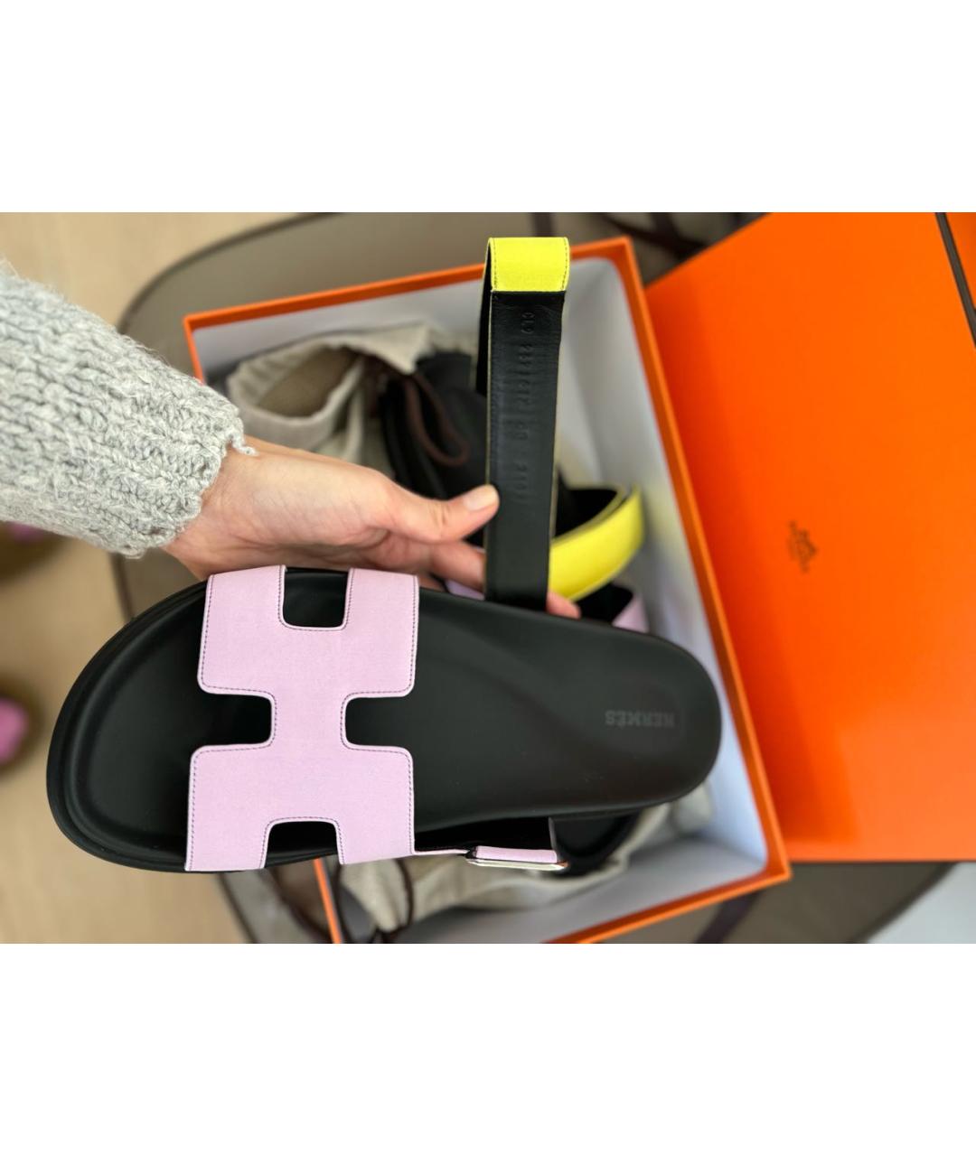 HERMES Мульти кожаные шлепанцы, фото 3