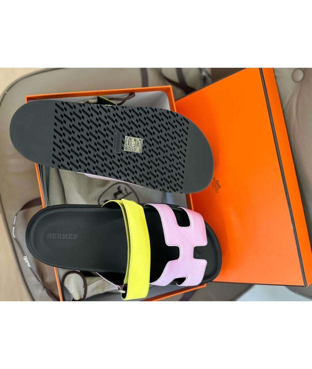 HERMES Мульти кожаные шлепанцы, фото 5