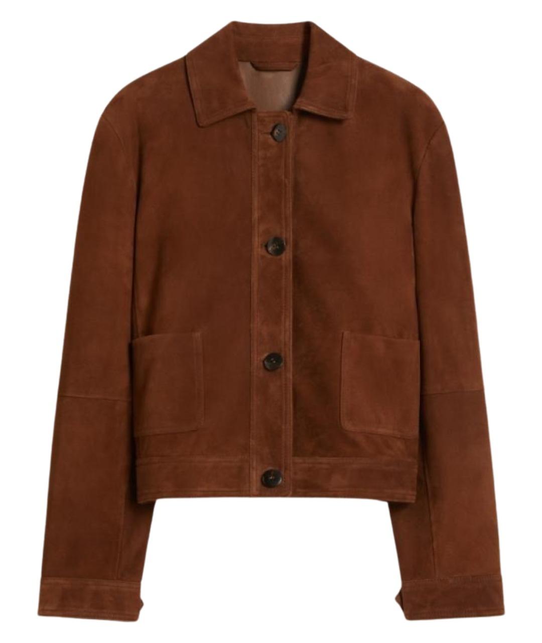 MAX MARA STUDIO Коричневая кожаная куртка, фото 1