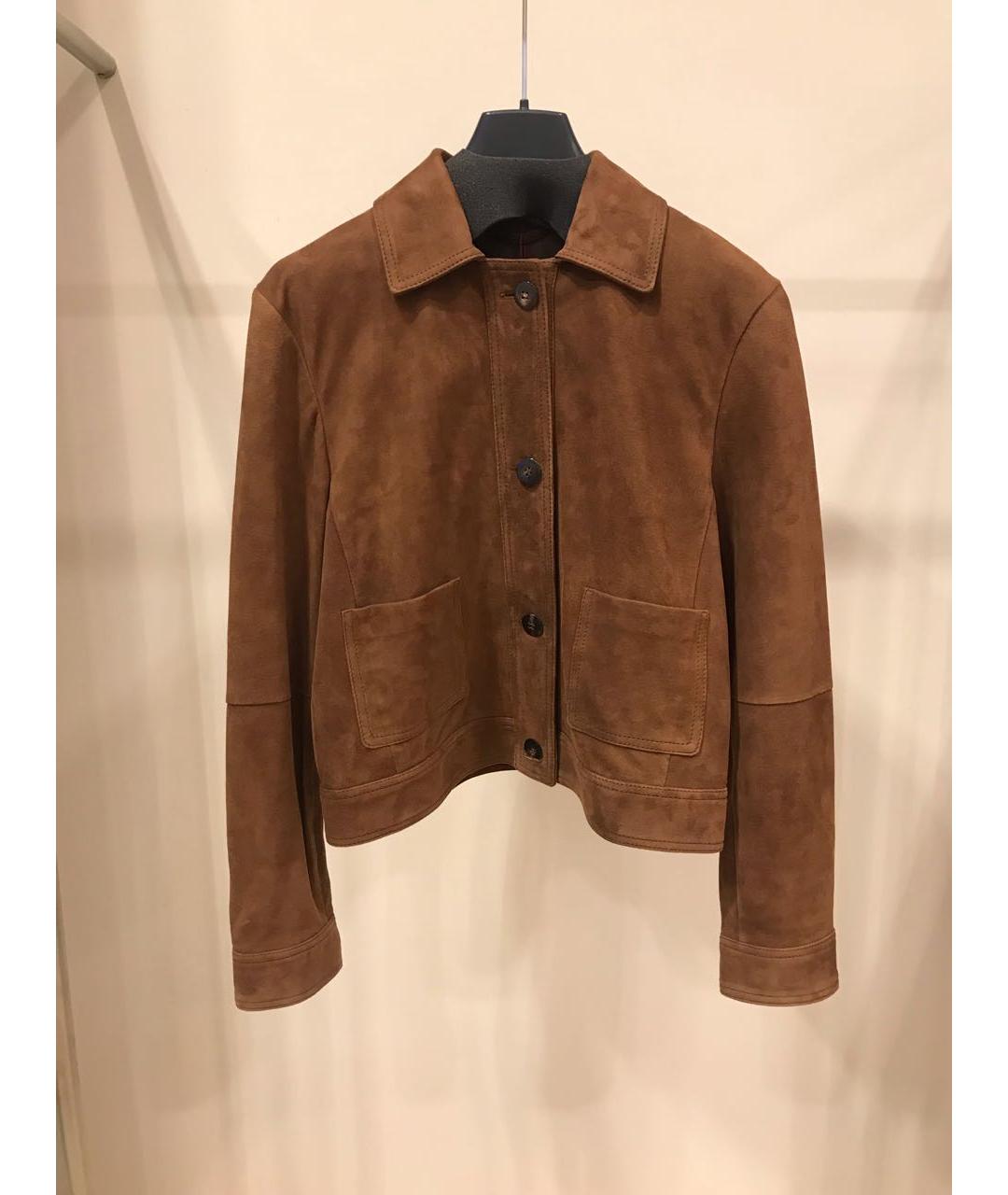 MAX MARA STUDIO Коричневая кожаная куртка, фото 2