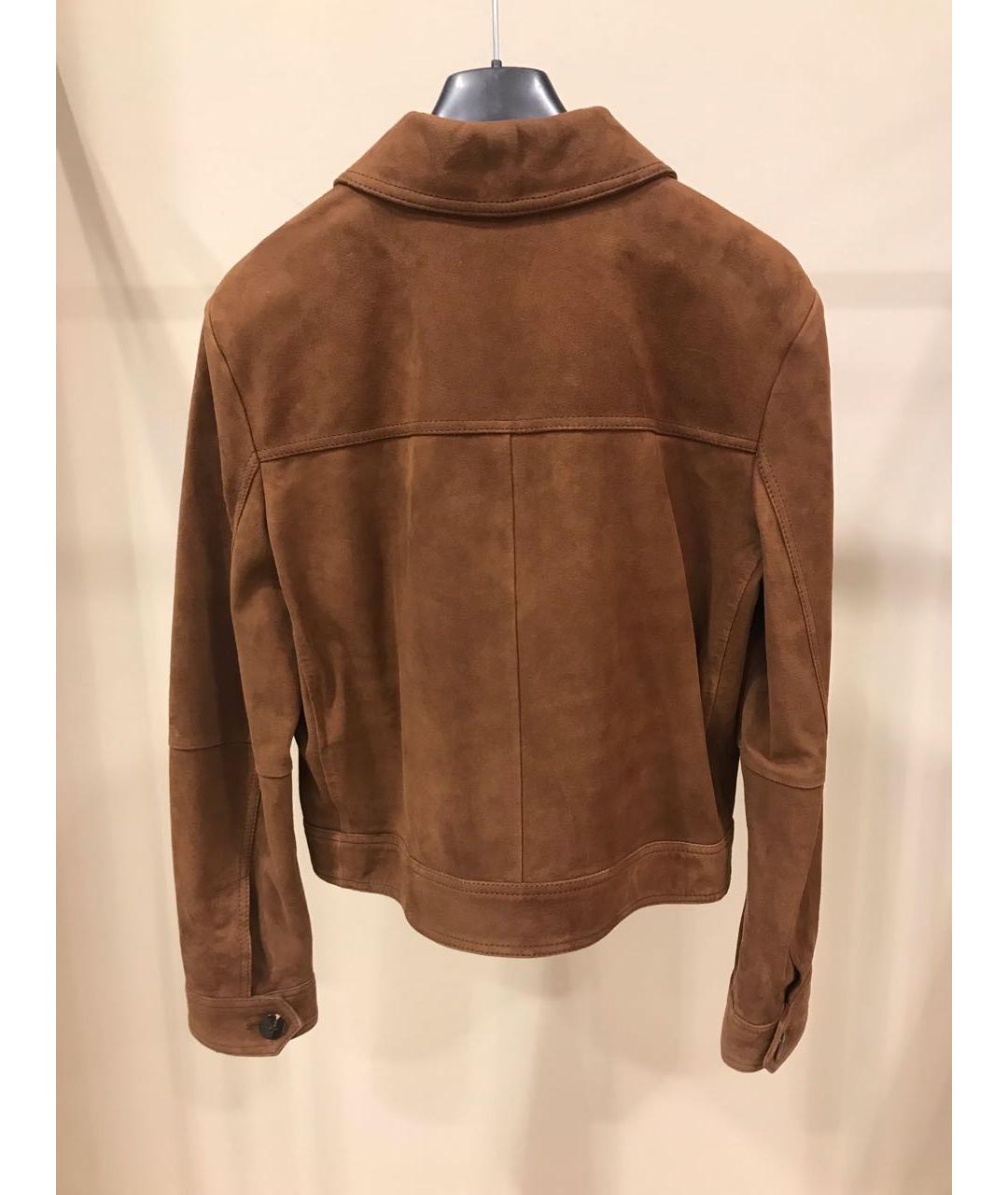 MAX MARA STUDIO Коричневая кожаная куртка, фото 3