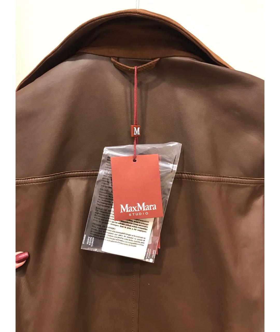 MAX MARA STUDIO Коричневая кожаная куртка, фото 4