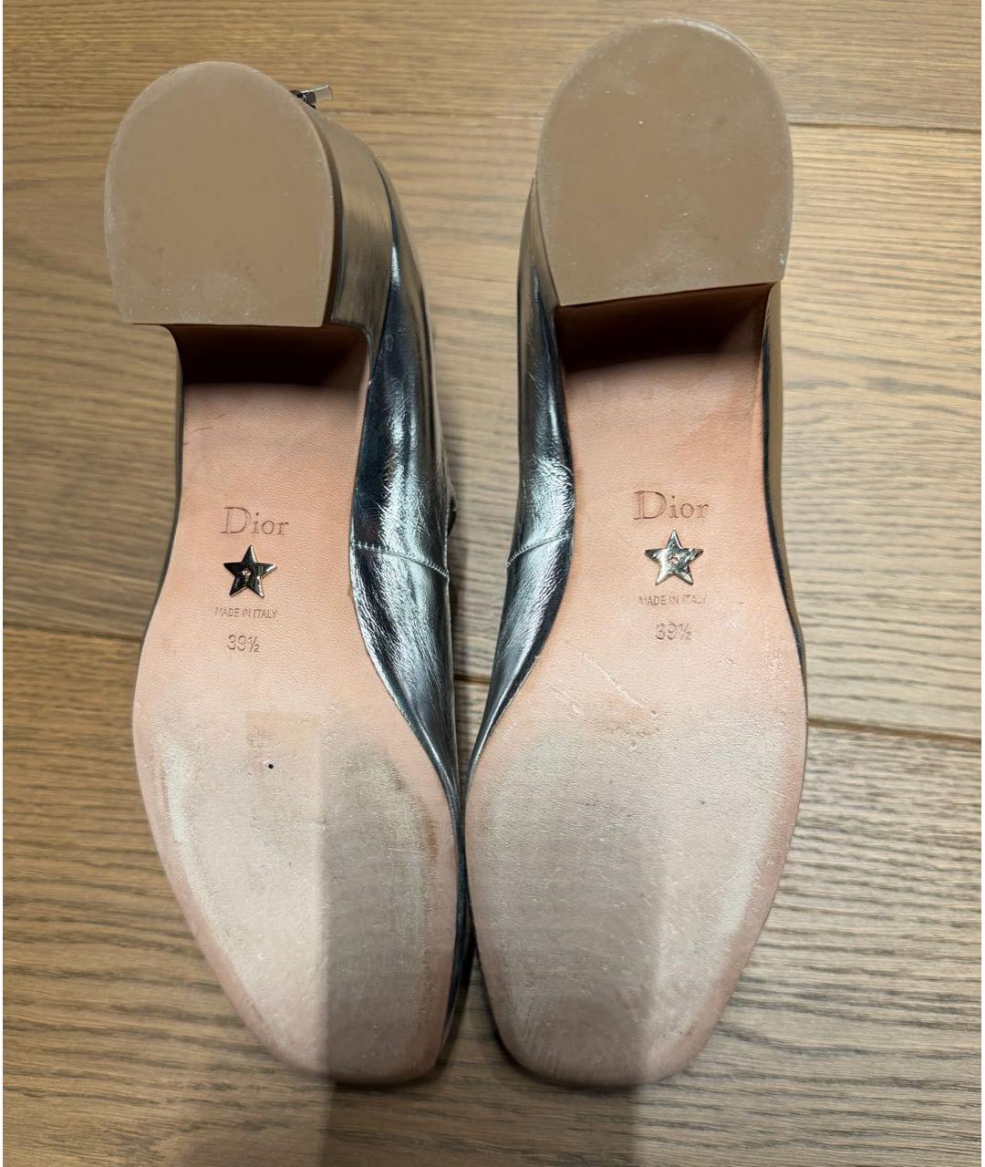 CHRISTIAN DIOR Серебряные кожаные босоножки, фото 6
