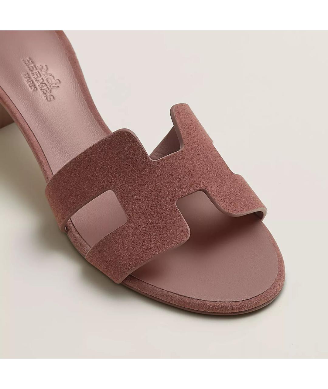 HERMES Розовые кожаные сабо, фото 4