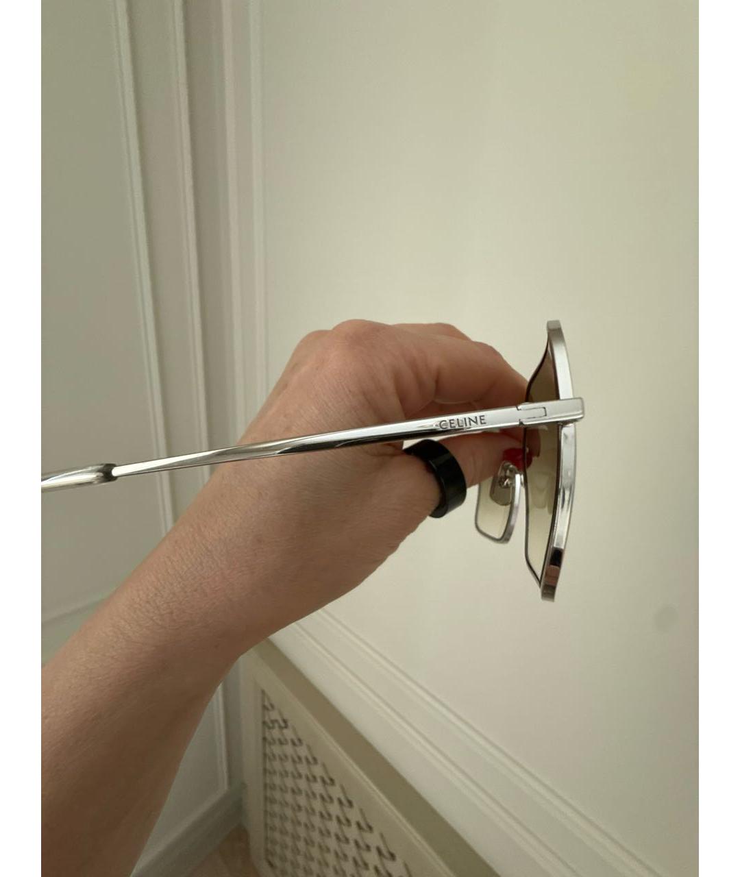 CELINE Серебряные металлические солнцезащитные очки, фото 3