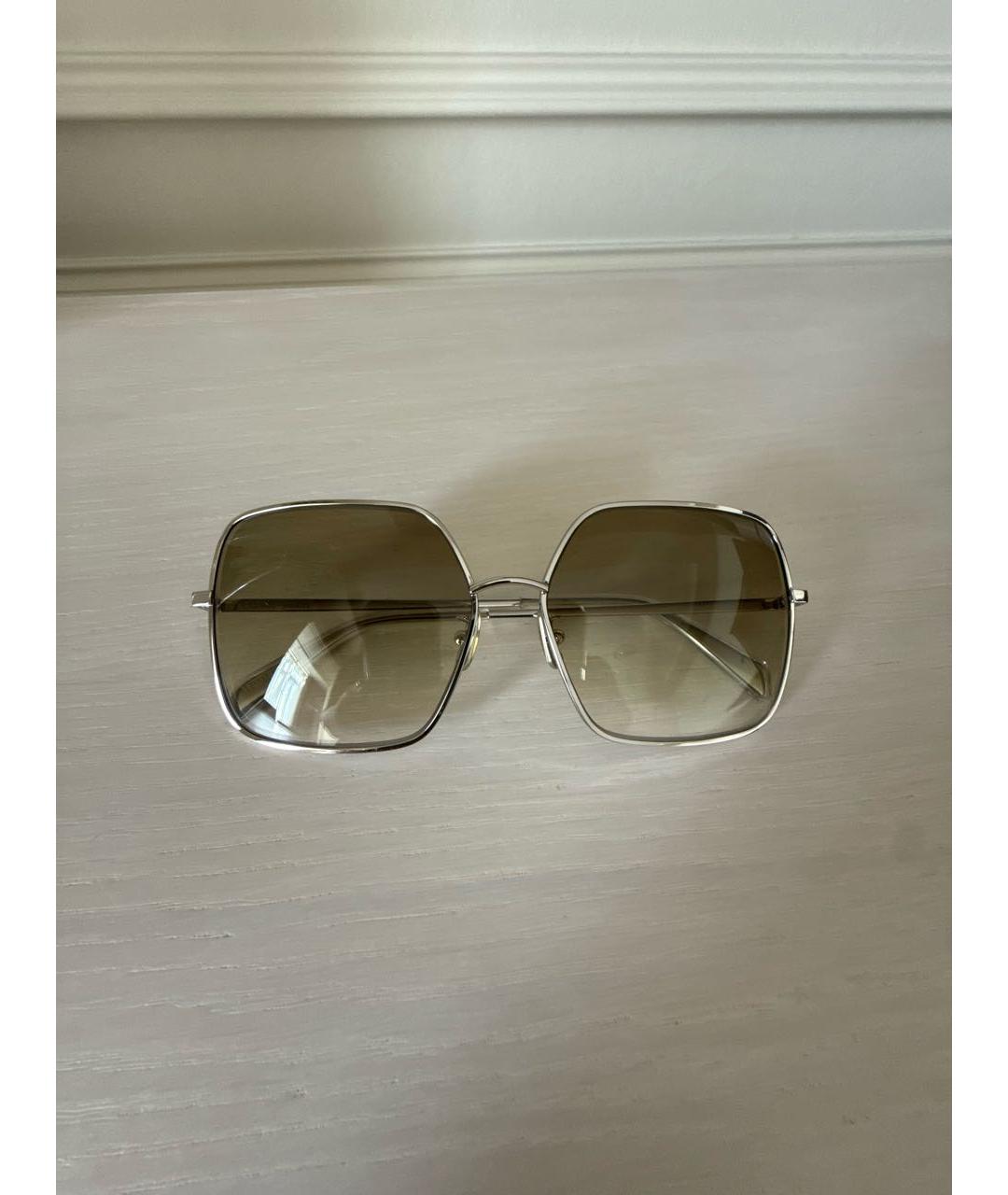 CELINE Серебряные металлические солнцезащитные очки, фото 9