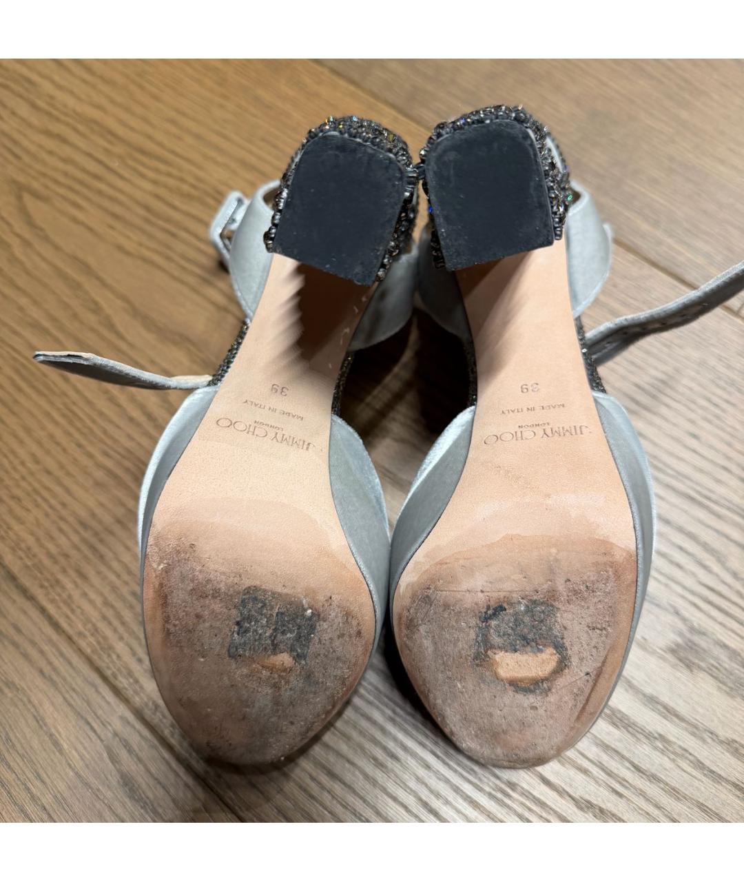 JIMMY CHOO Серые бархатные босоножки, фото 5