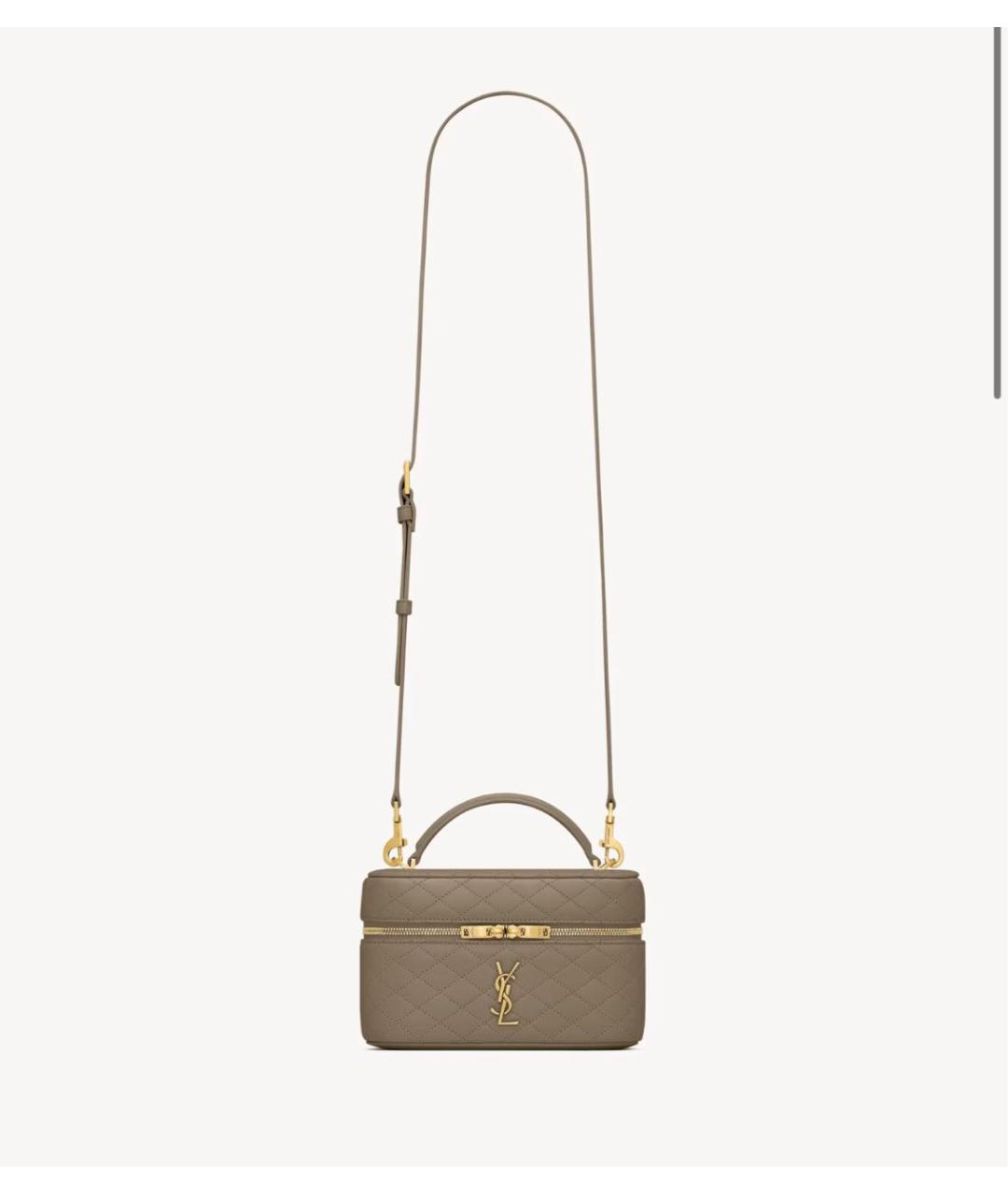 SAINT LAURENT Бежевая кожаная сумка через плечо, фото 2