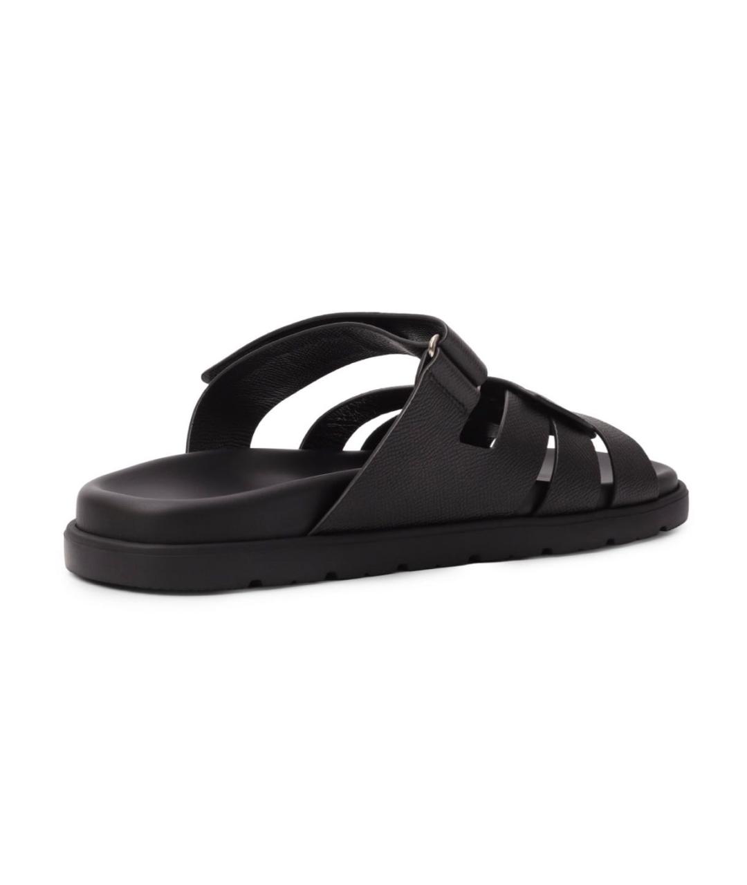 DOUCAL'S Черные кожаные шлепанцы, фото 2