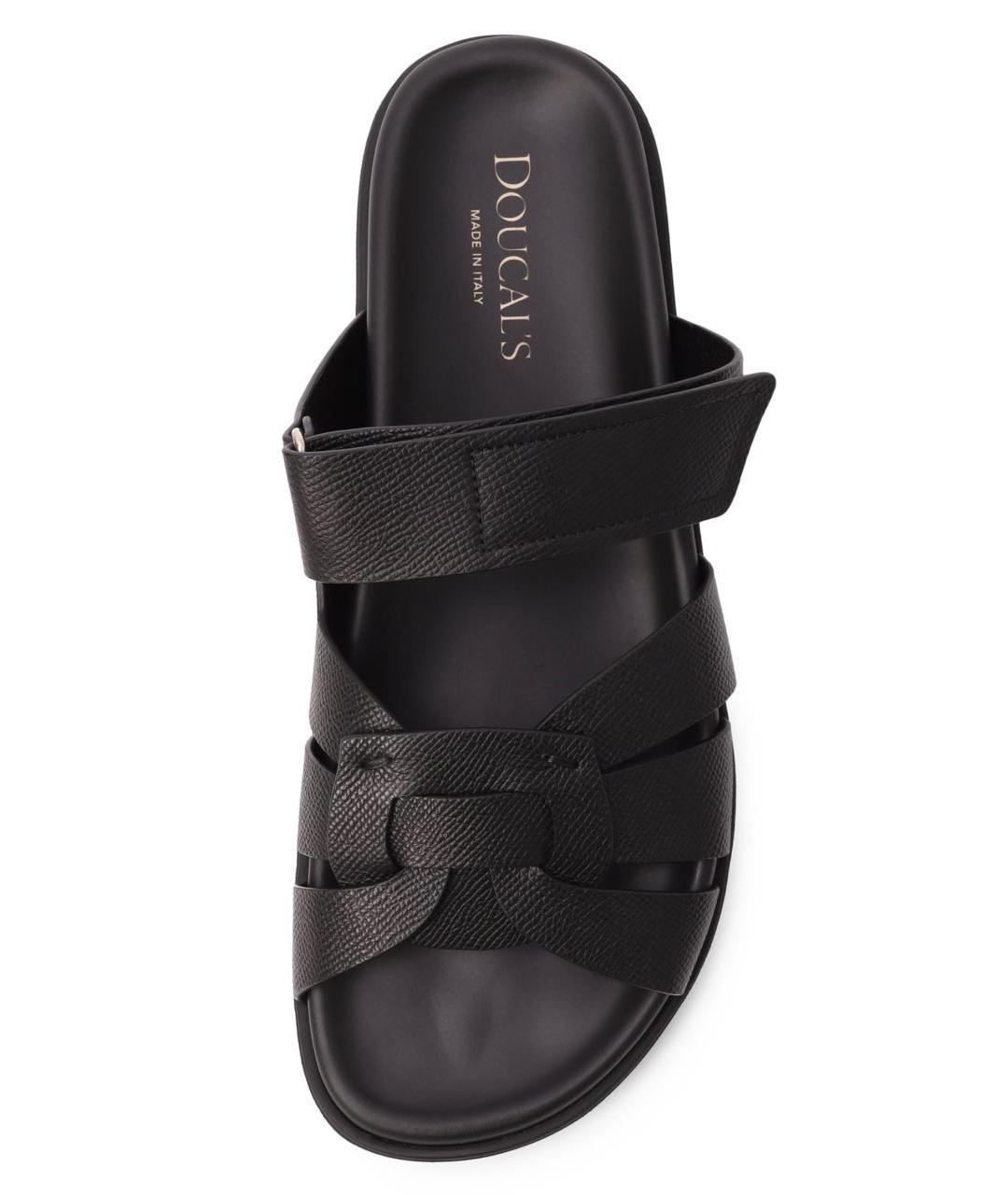 DOUCAL'S Черные кожаные шлепанцы, фото 6