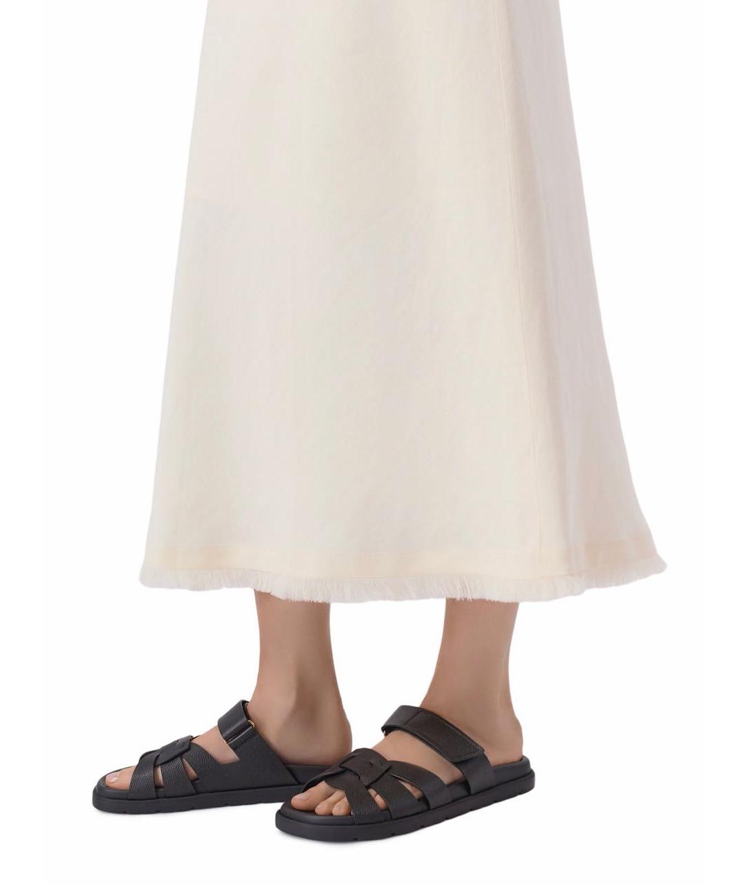 DOUCAL'S Черные кожаные шлепанцы, фото 5