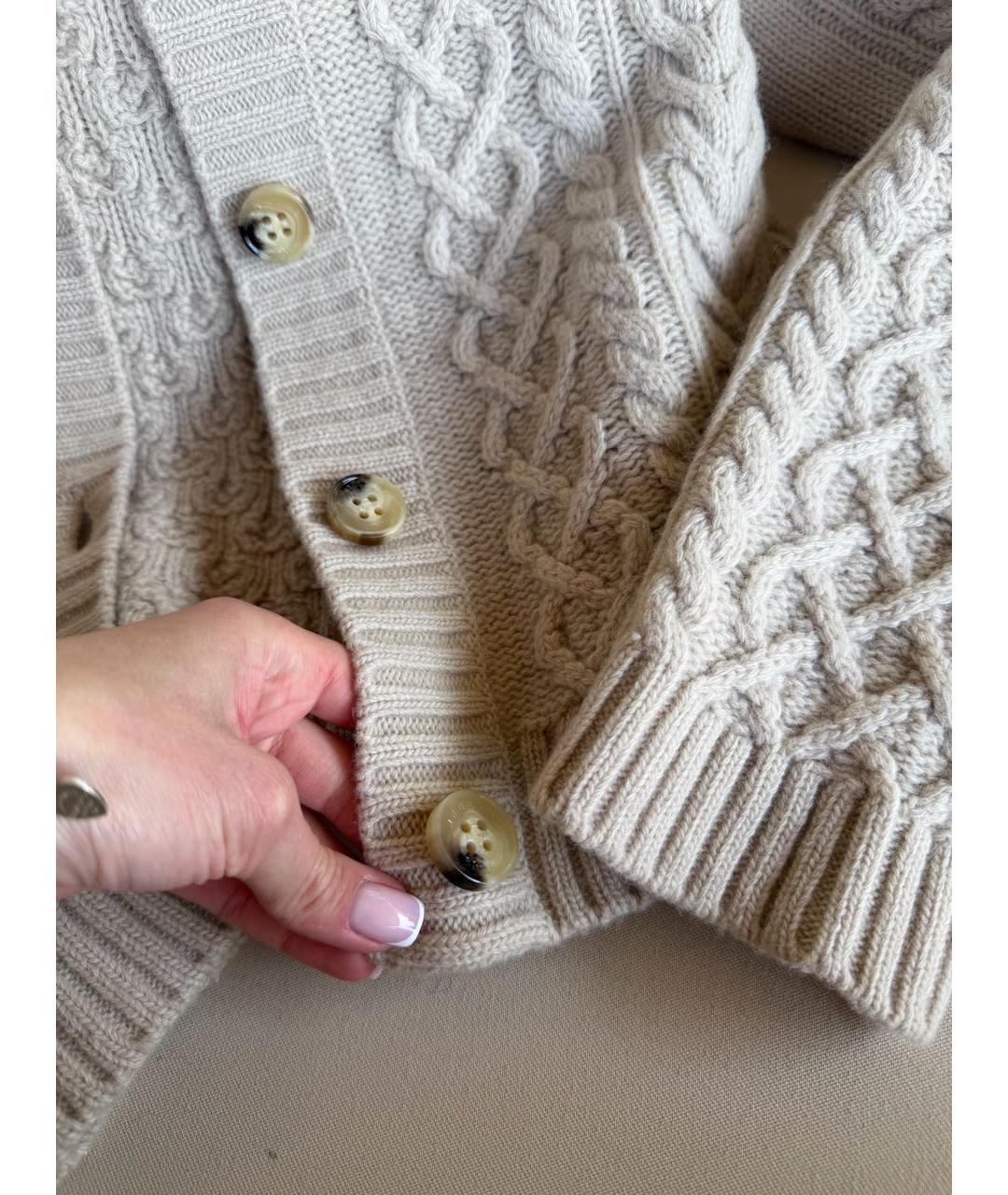 WEEKEND MAX MARA Бежевый шерстяной кардиган, фото 2